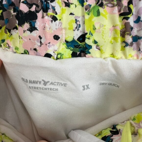 NWOT Old Navy Active StretchTech Running Shorts Lined Yellow Floral 3X ly - Picture 2 of 5